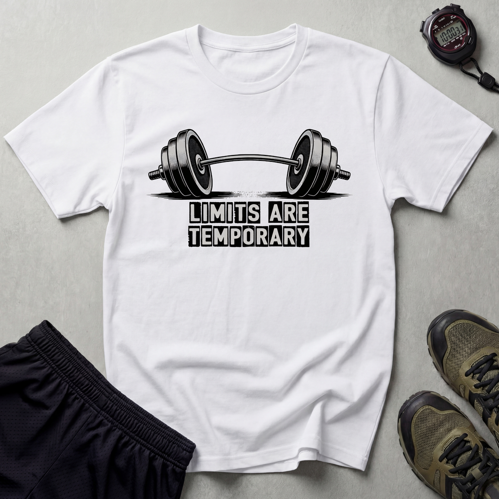 Limits Are Temporary Bodybuilding Barbell T-Shirt