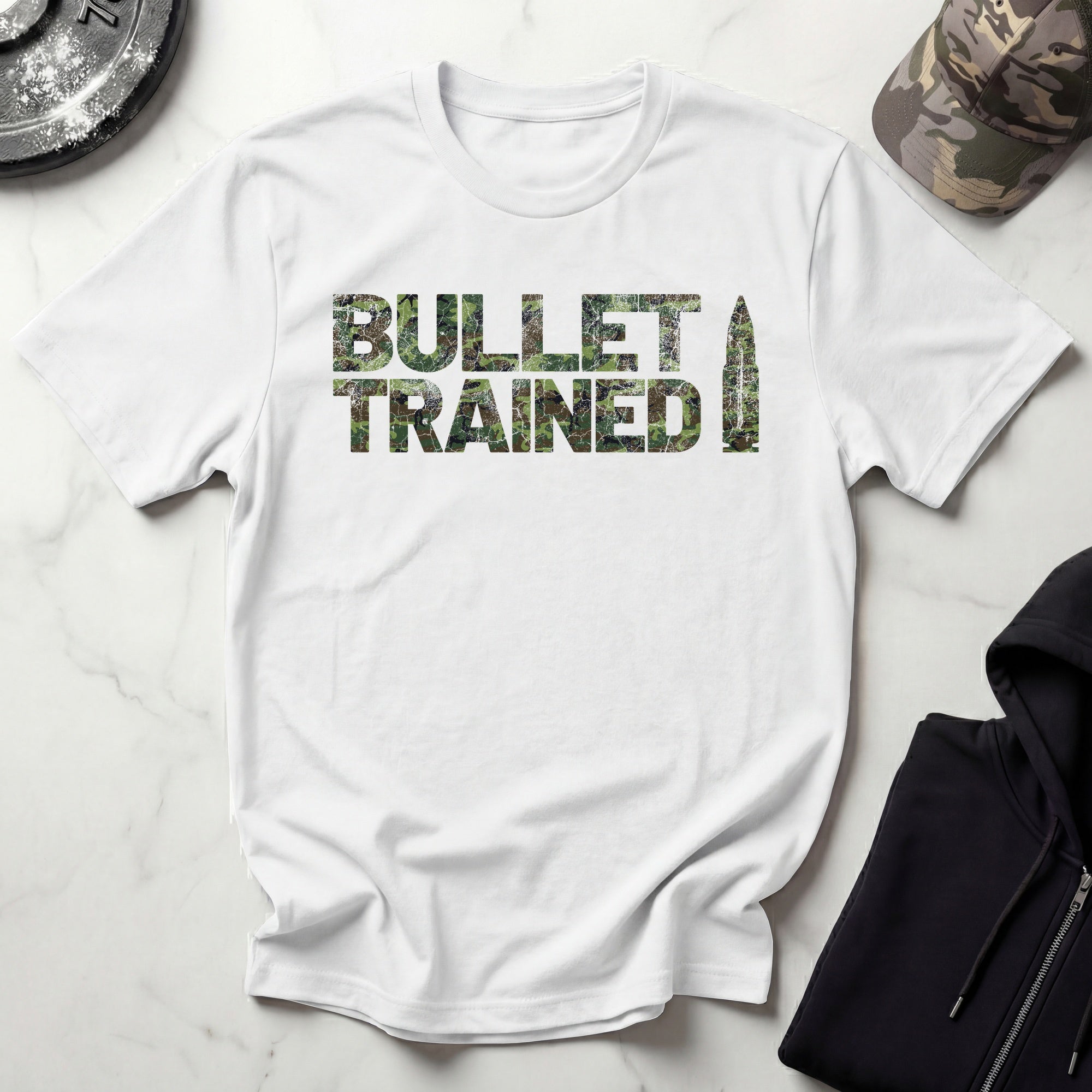 Camo Bullet Trained Graphic Gym T-Shirt