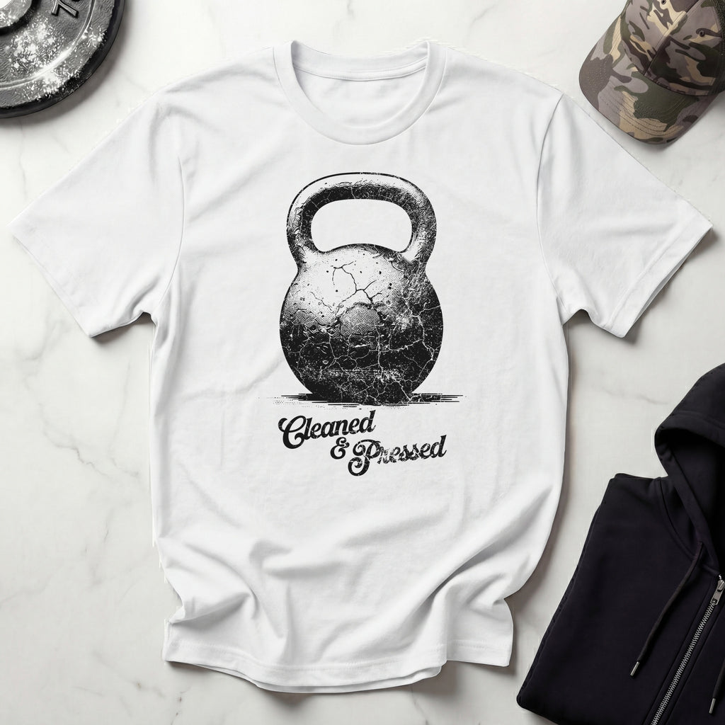 Cleaned and Pressed Kettlebell Retro Gym T-Shirt
