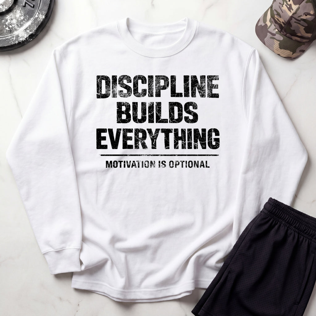Discipline Builds Everything Cozy Retro Crewneck Gym Sweatshirt