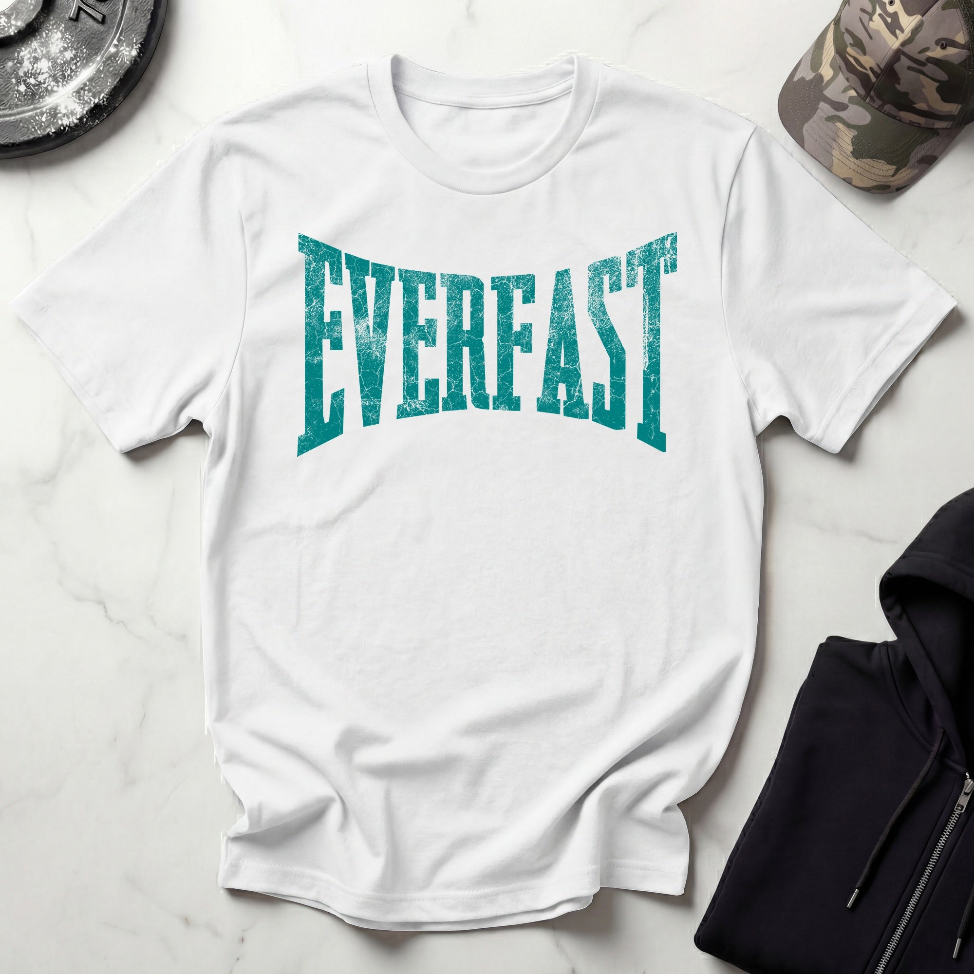 Everfast Teal Graphic Vintage Gym T-Shirt
