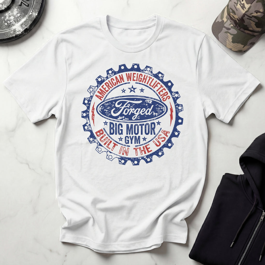 Forged In The USA Badge Vintage Gym T-Shirt
