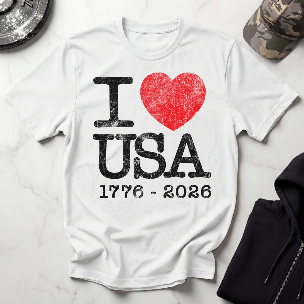 I Heart USA Anniversary Vintage Gym T-Shirt