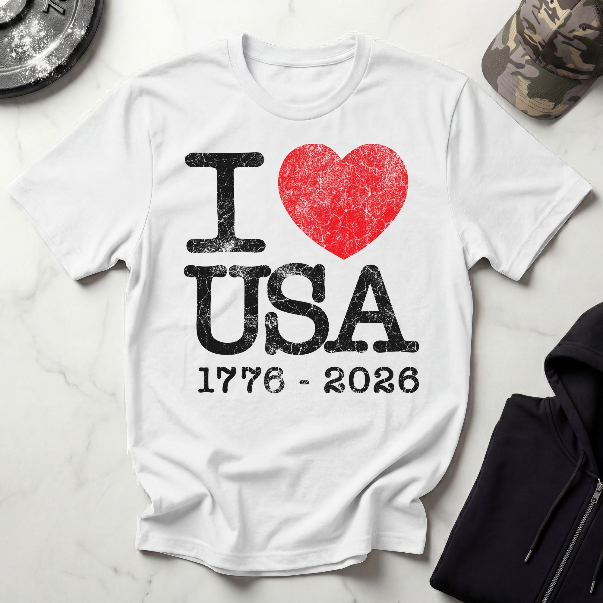 I Heart USA Anniversary Vintage Gym T-Shirt