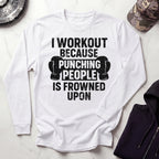 I Work Out Boxing Long Sleeve Gym Tee