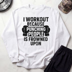 I Work Out Cozy Retro Crewneck Gym Sweatshirt