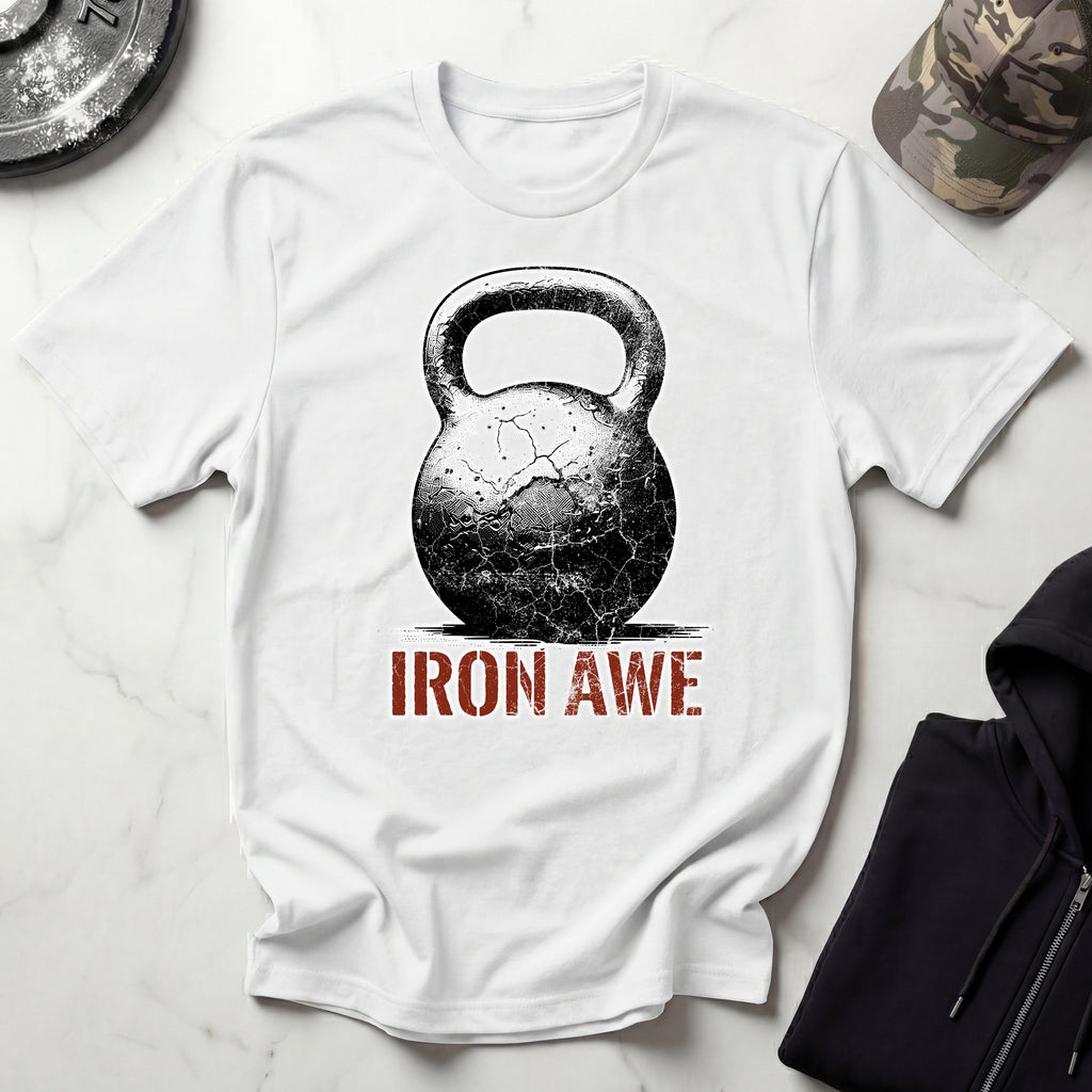 Iron Awe Kettlebell Graphic Gym T-Shirt
