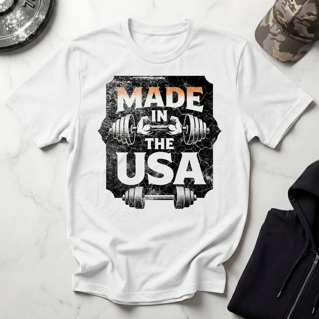USA Made Barbell Gym T-Shirt