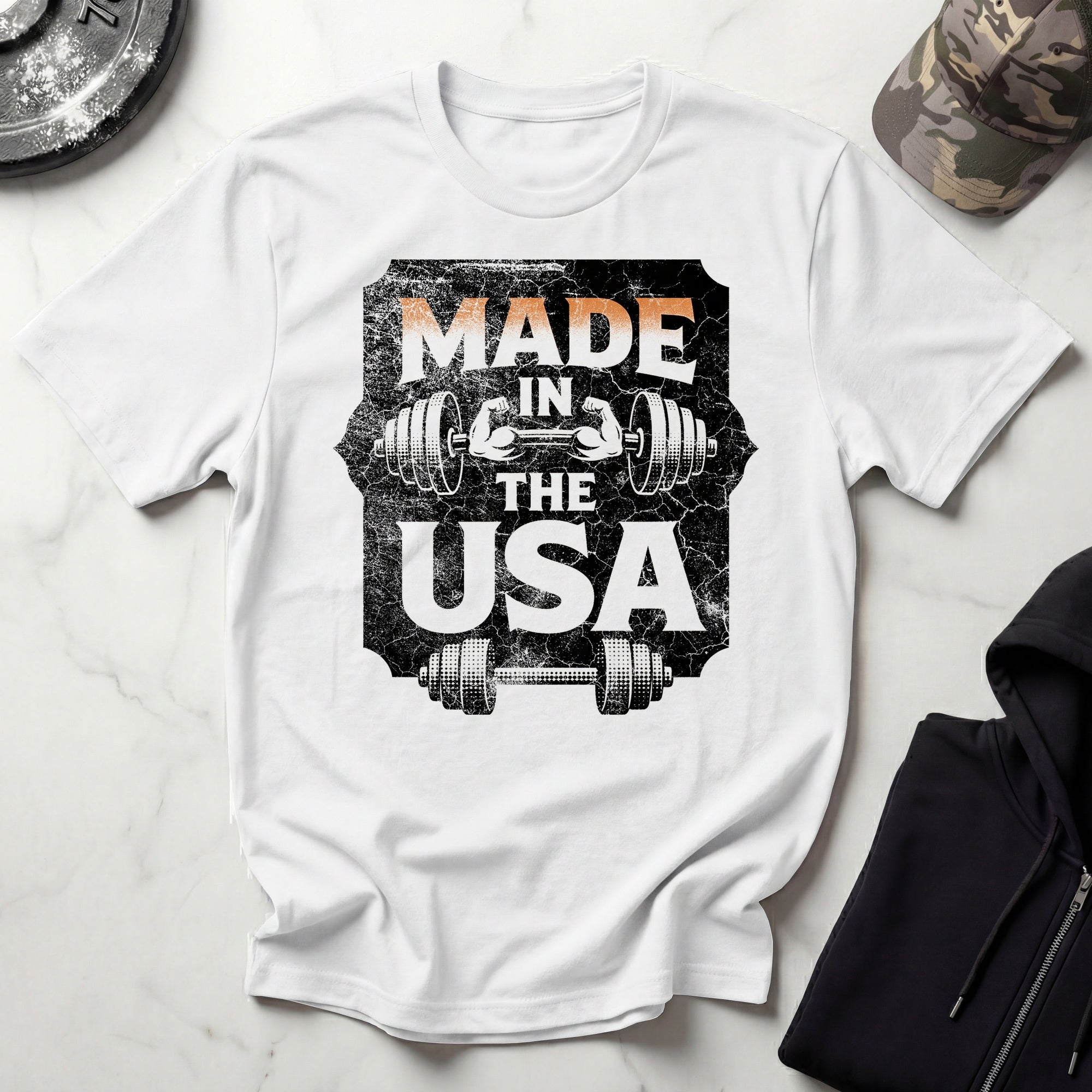 USA Made Barbell Gym T-Shirt