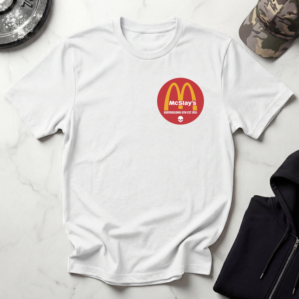 McSlays Gym Badge Graphic Vintage Gym T-Shirt