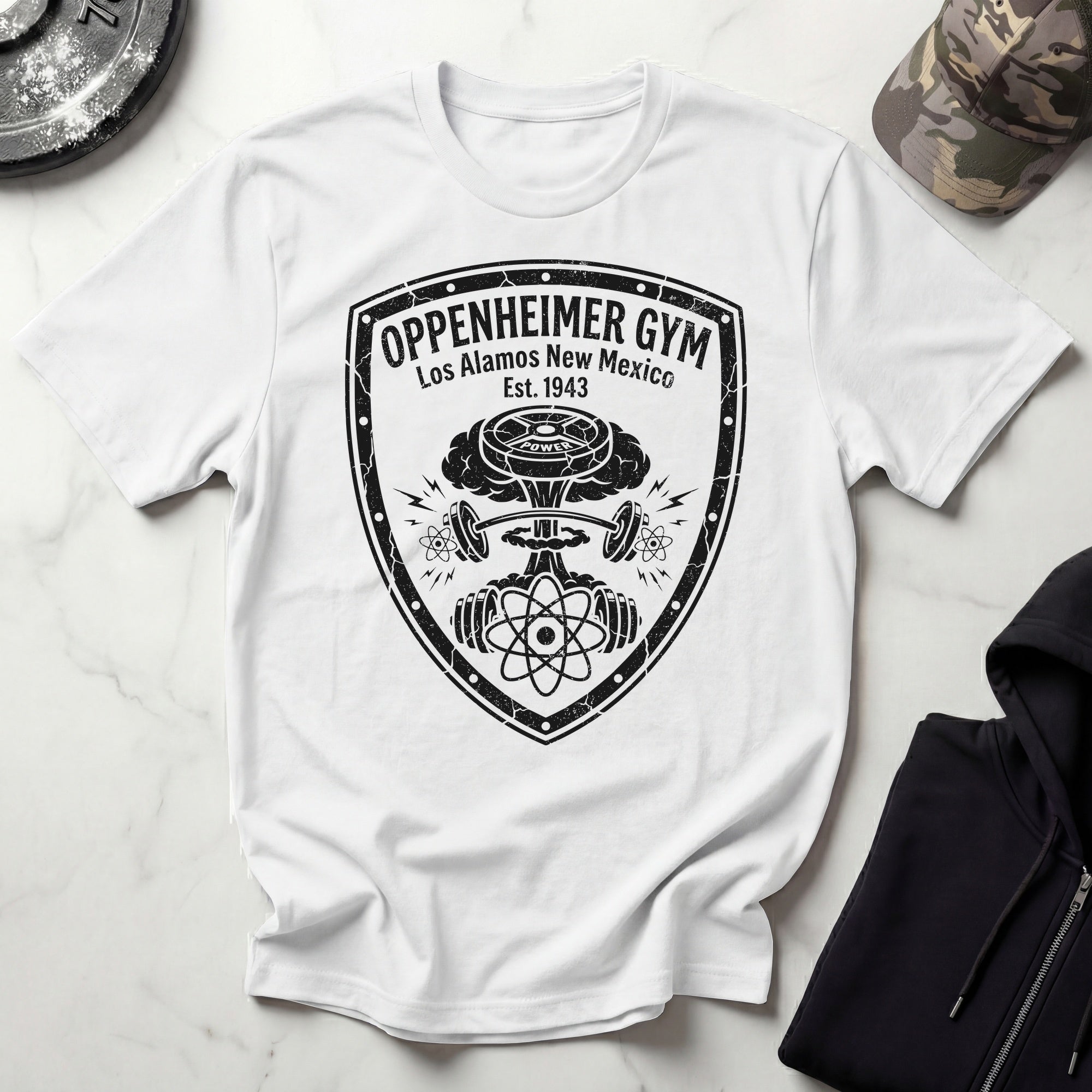 Oppenheimer Explosive Vintage Insignia Gym Tee