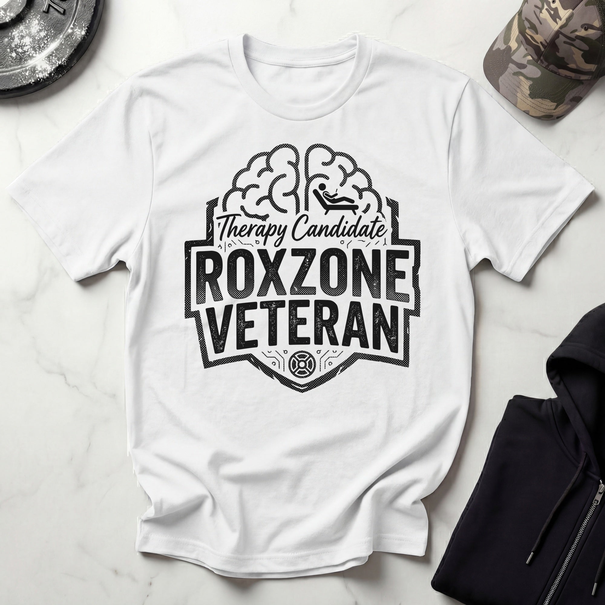 Roxzone Veteran Brain Graphic Dark Gym T-Shirt