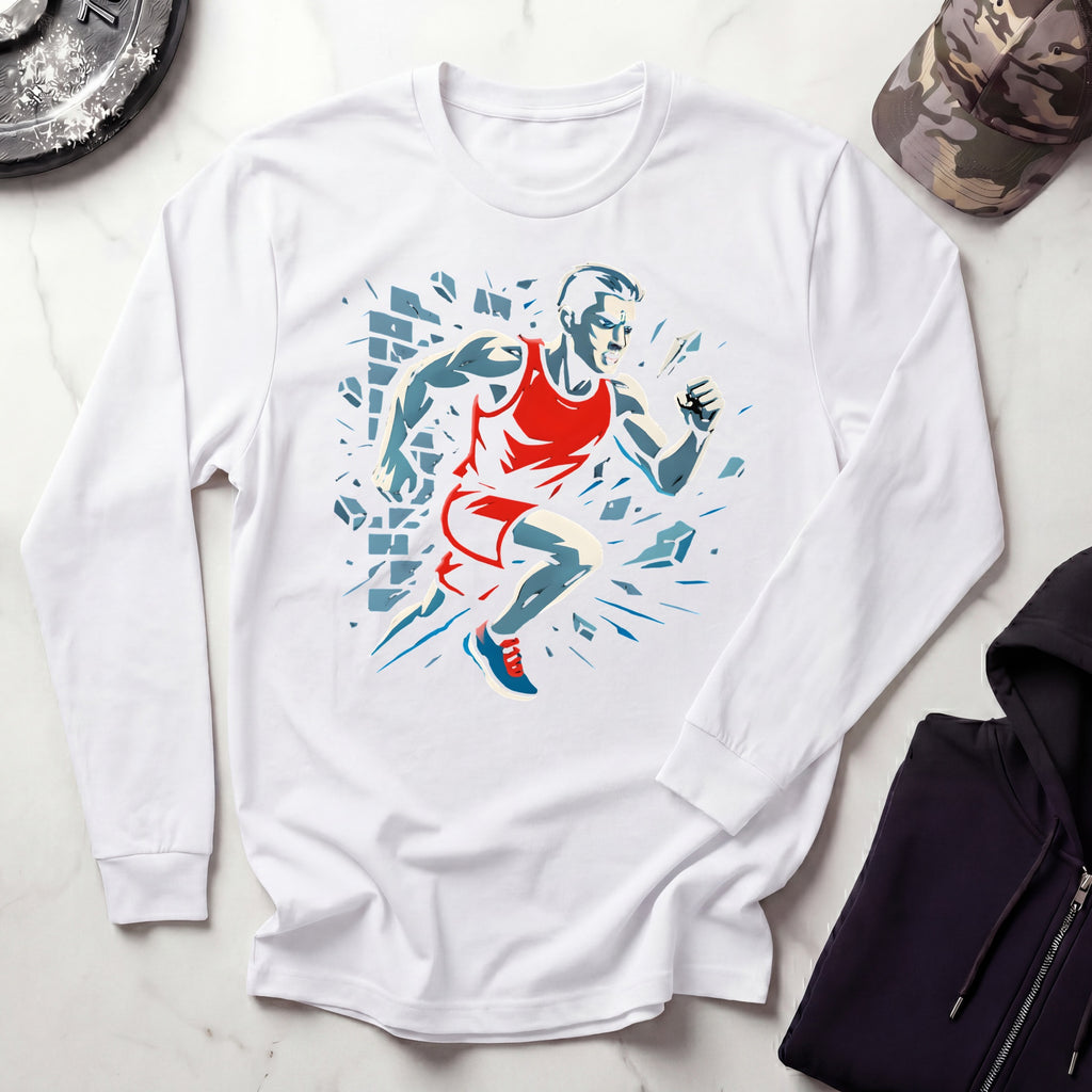 Runner Breaks Through Graphic Long Sleeve Gym Tee