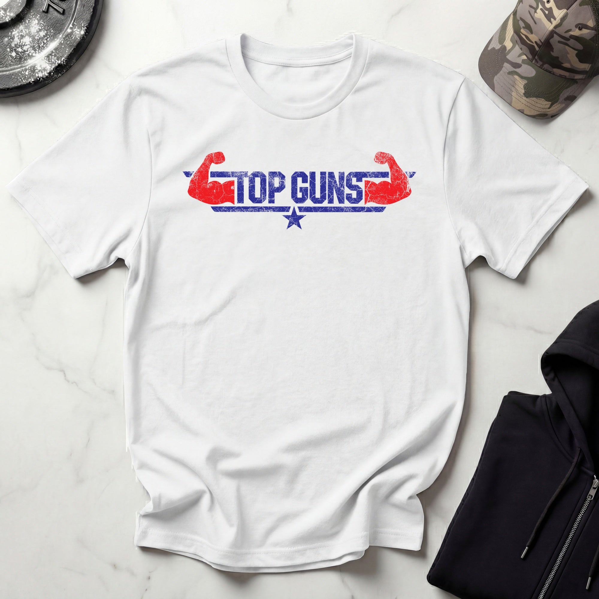 Top Guns Graphic Retro Gym T-Shirt