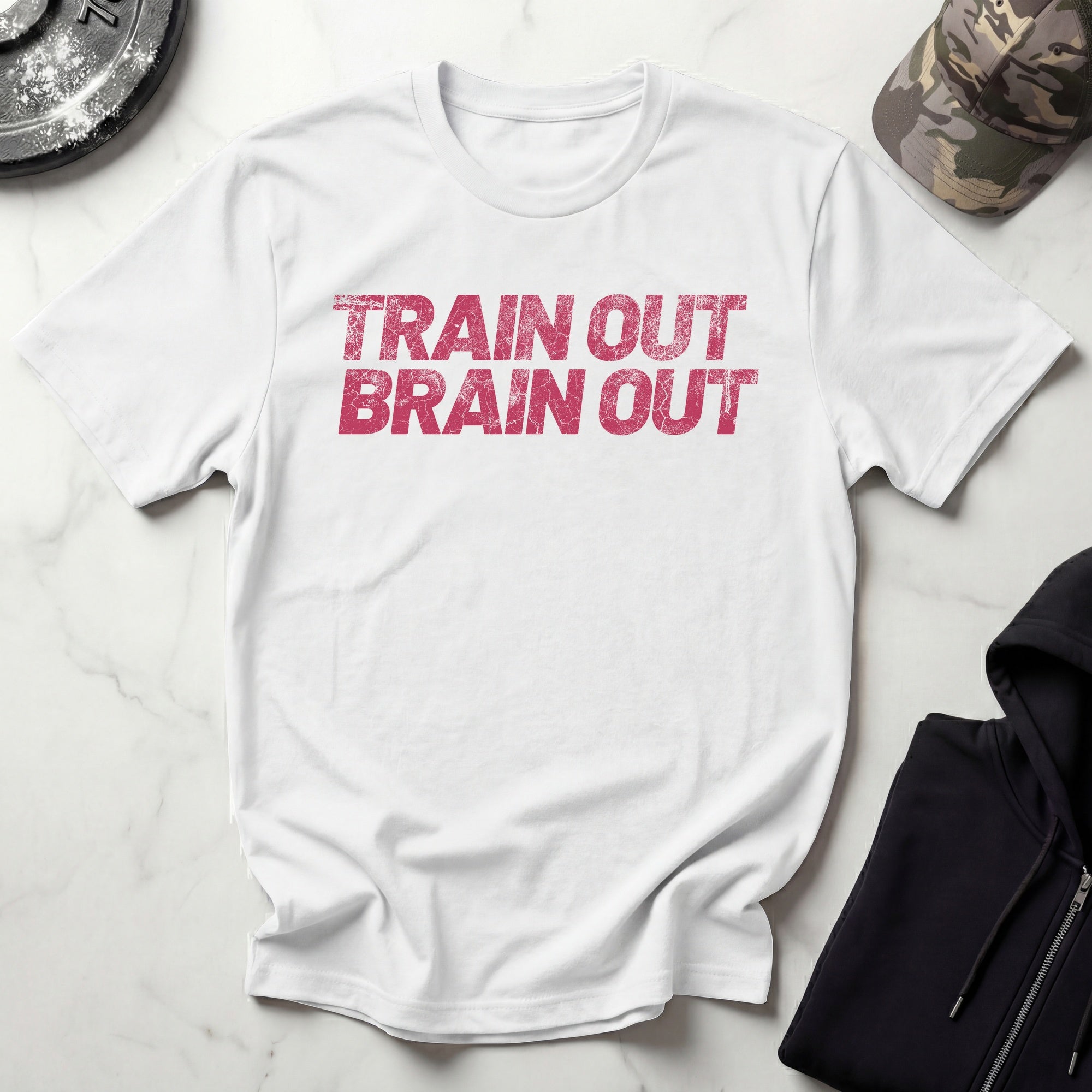 Train Out Typographic Grunge Gym T-Shirt