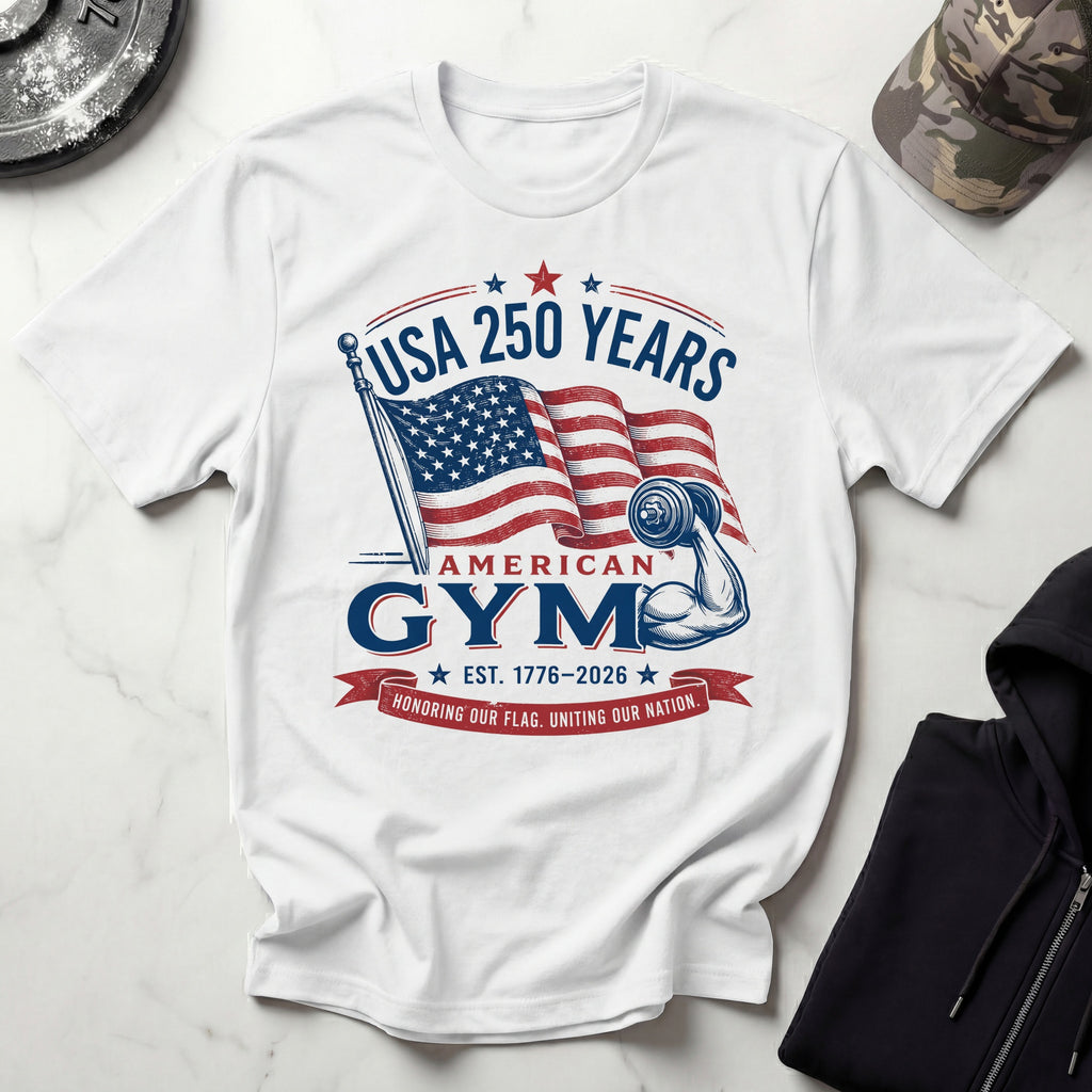 USA 250 America Gym Graphic Retro Gym T-Shirt