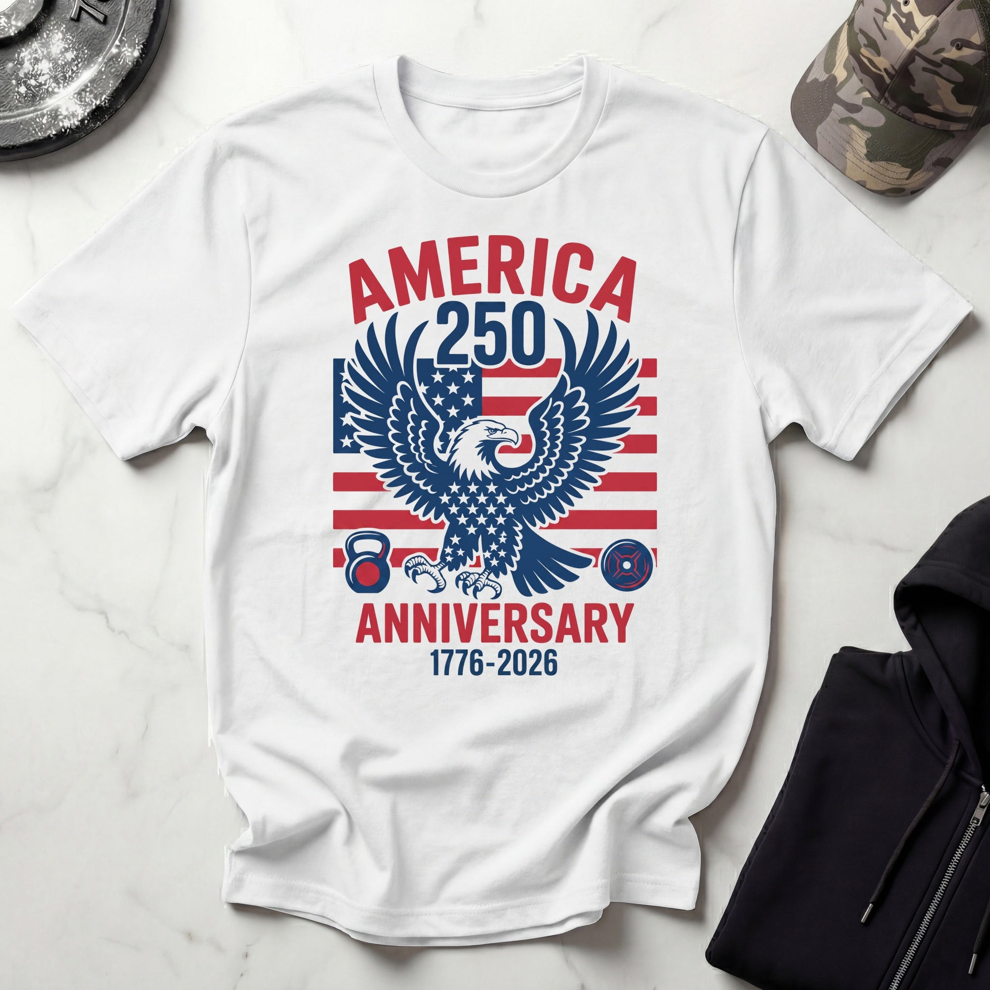 USA 250 Anniversary Gym Graphic Retro Gym T-Shirt
