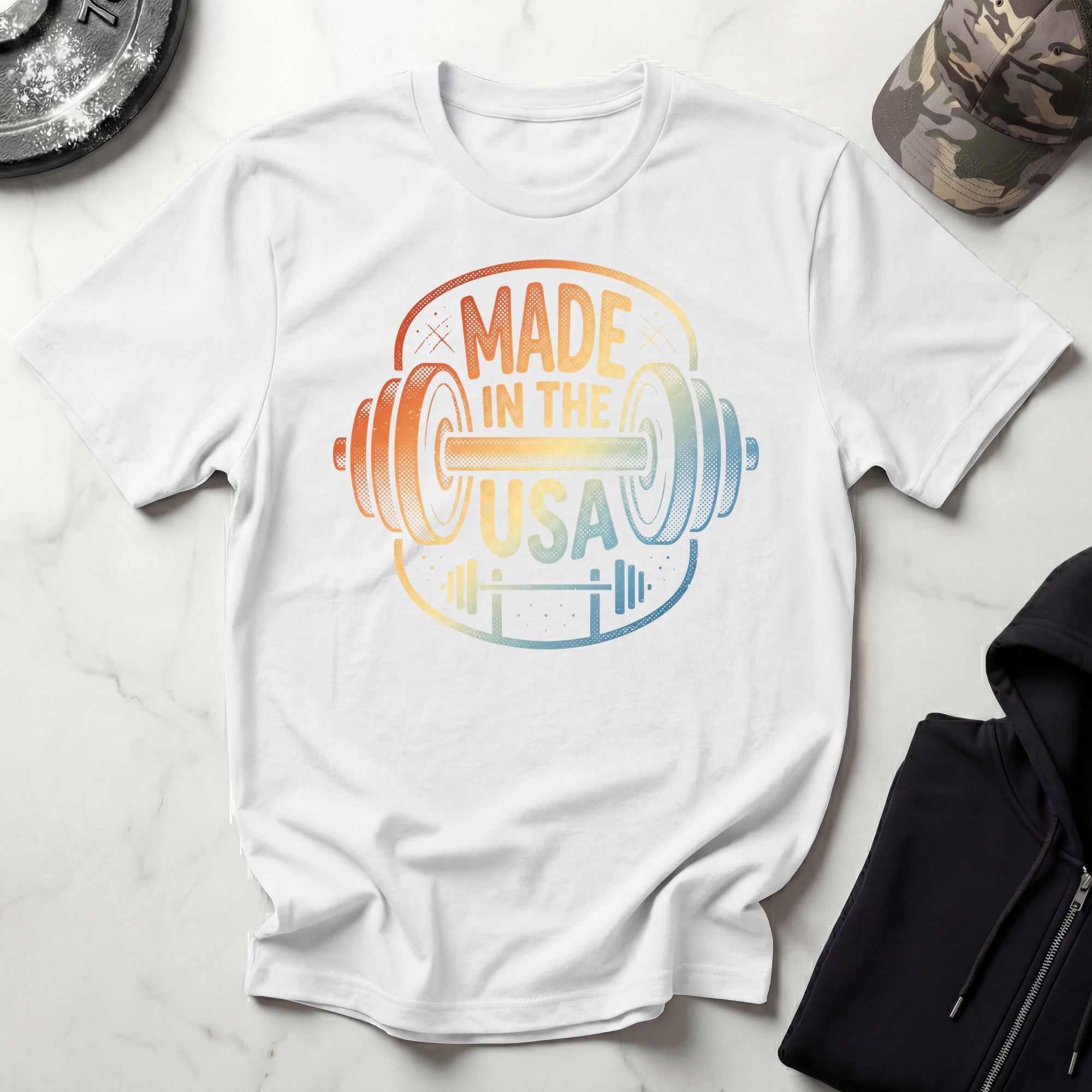 Made In The USA Vintage Print Gym T-Shirt