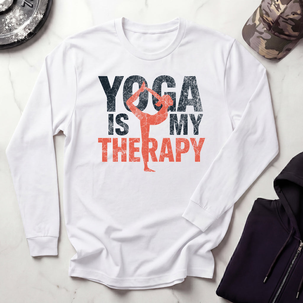 Yoga Is Therapy Vintage Long Sleeve Gym Tee