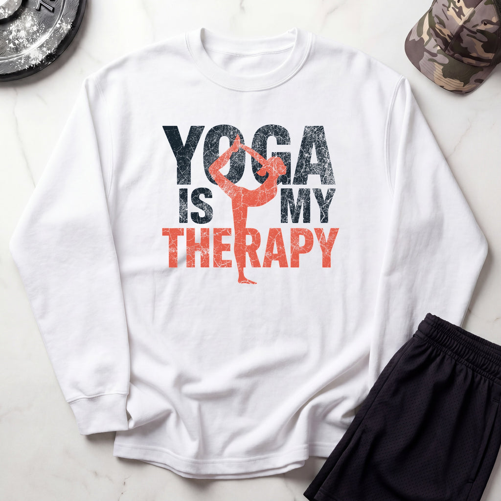 Yoga Is My Therapy Sweatshirt — Cozy Yoga Crewneck for Mindfulness & Wellness
