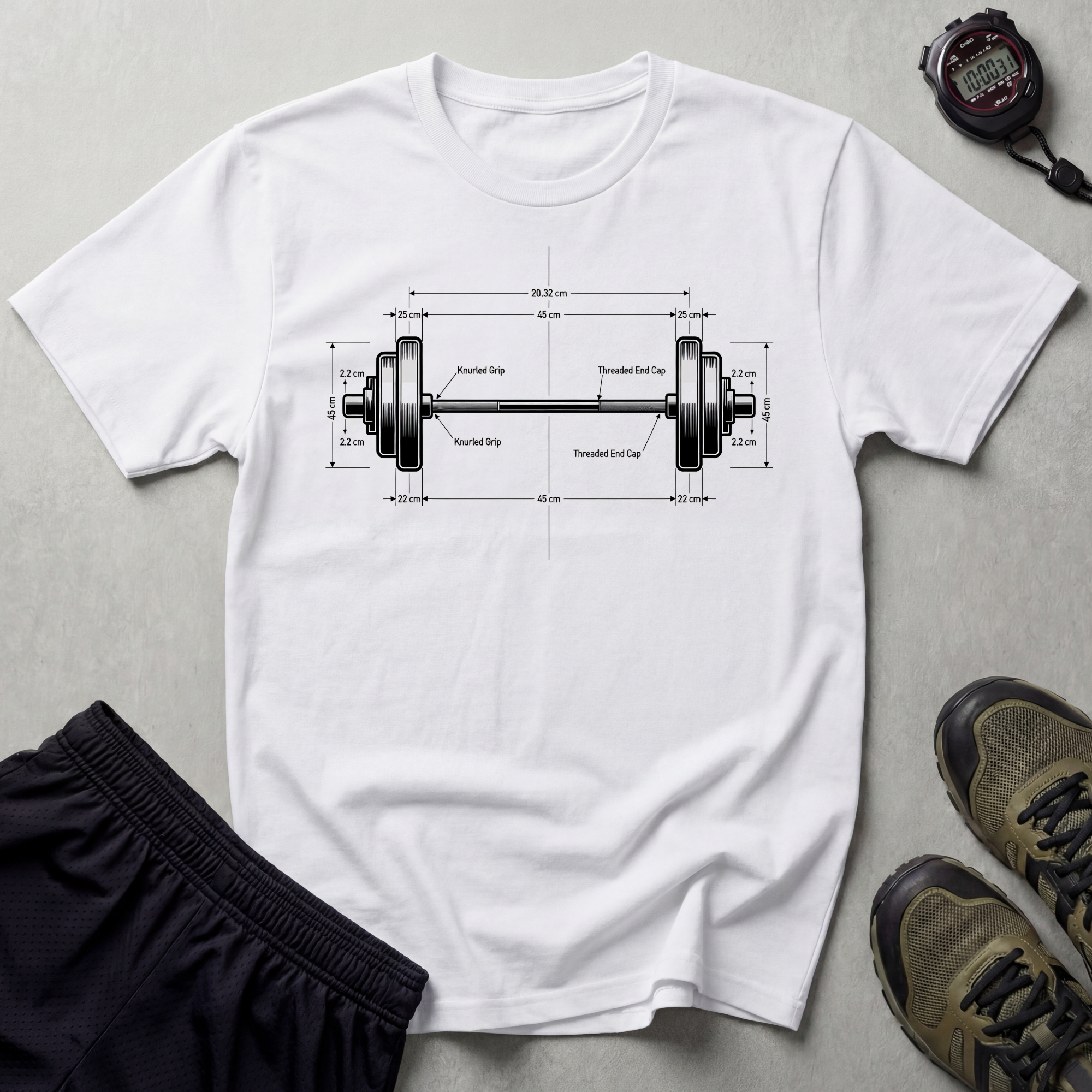 Barbell Schematic Gym T-Shirt