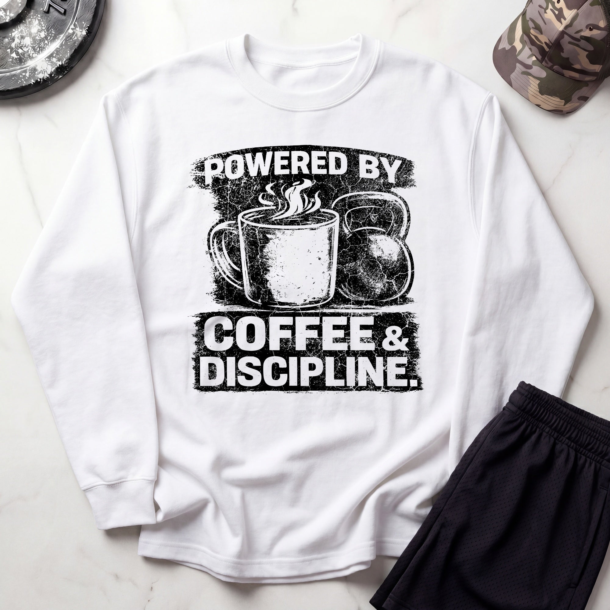Powered By Coffee Gym Crewneck Sweatshirt