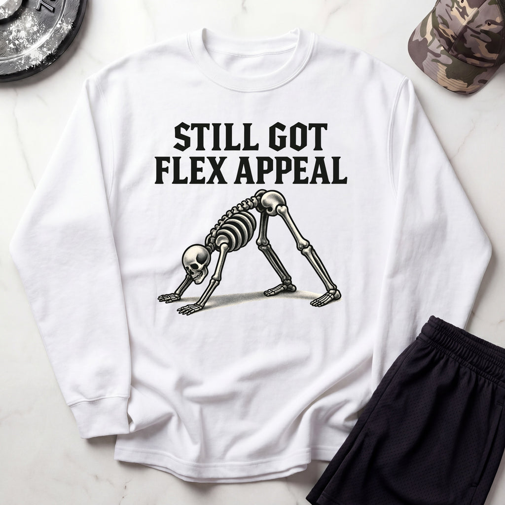 Skeletal Flex Cozy Retro Crewneck Gym Sweatshirt