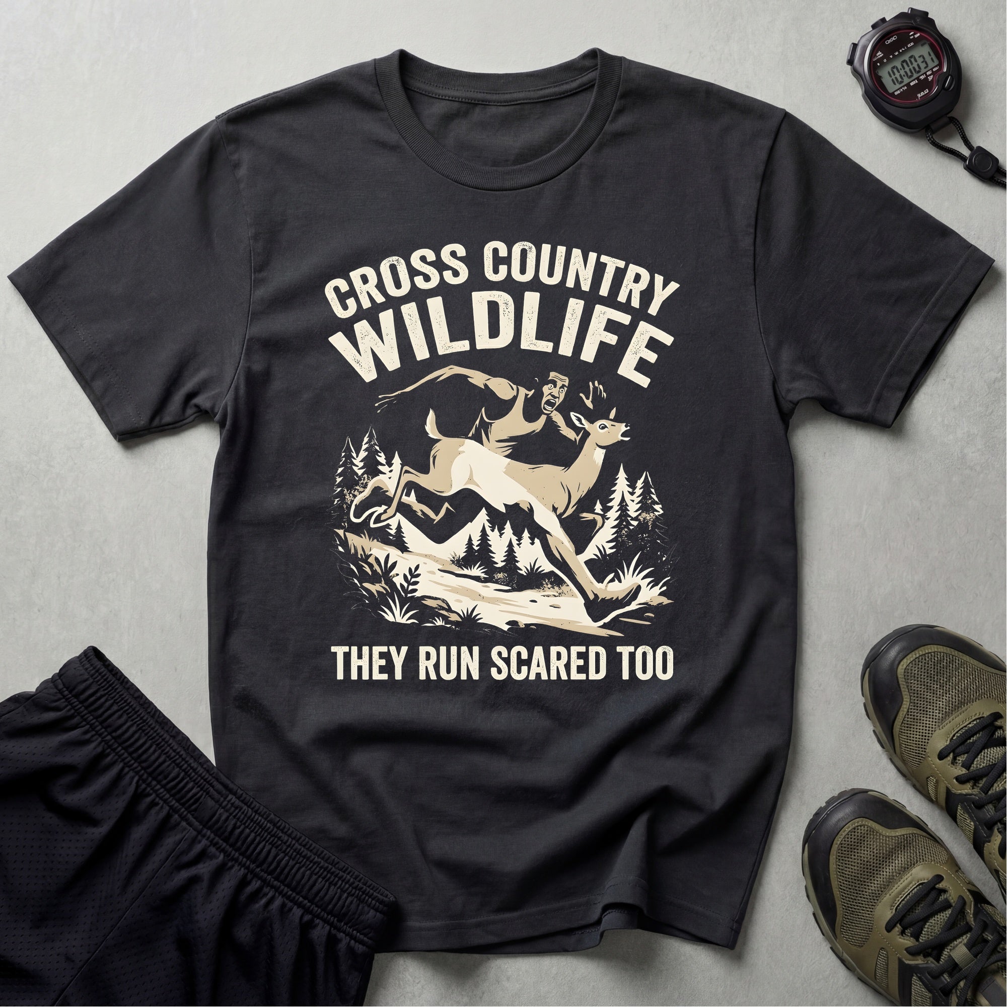 Cross Country Wildlife Run Scared Too Dark T-Shirt