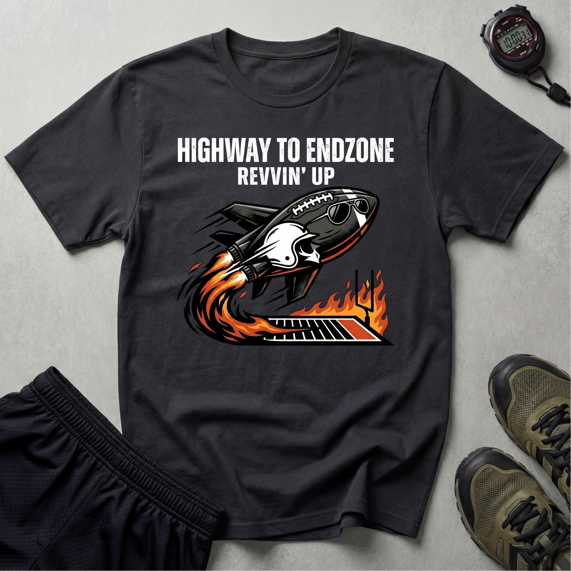 Gridiron Highway To Endzone Revvin Up Gym T-Shirt