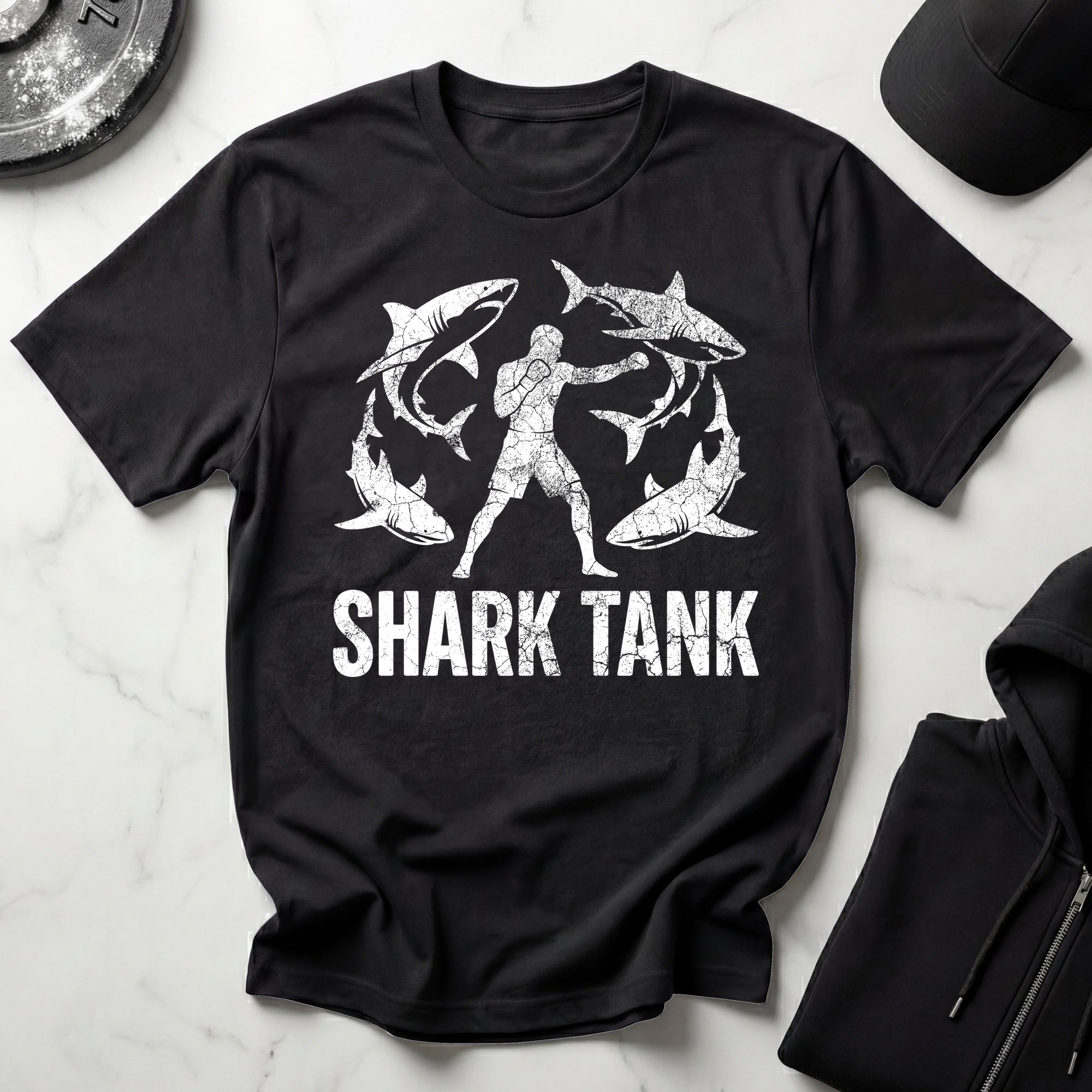 MMA Shark Tank Training Grunge white Gym T-Shirt
