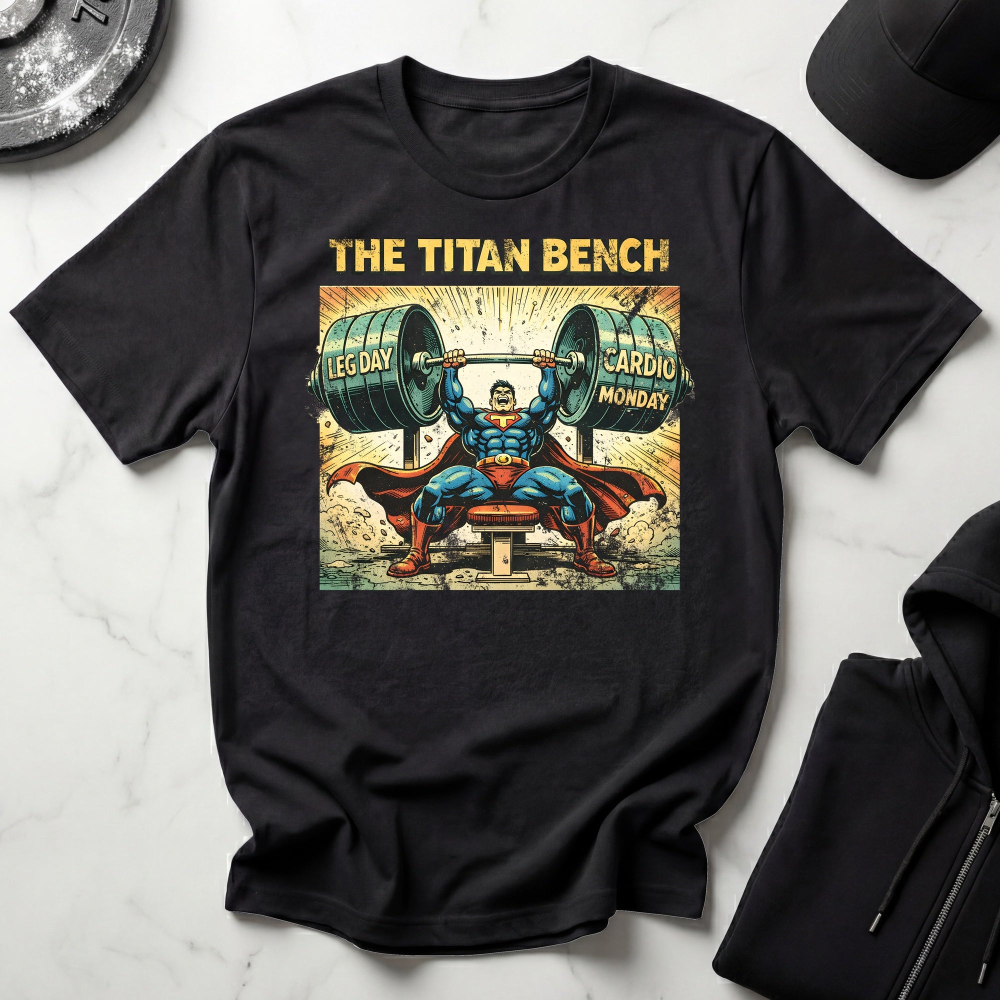 Retro Comic Titan Bench Gymwear T-Shirt