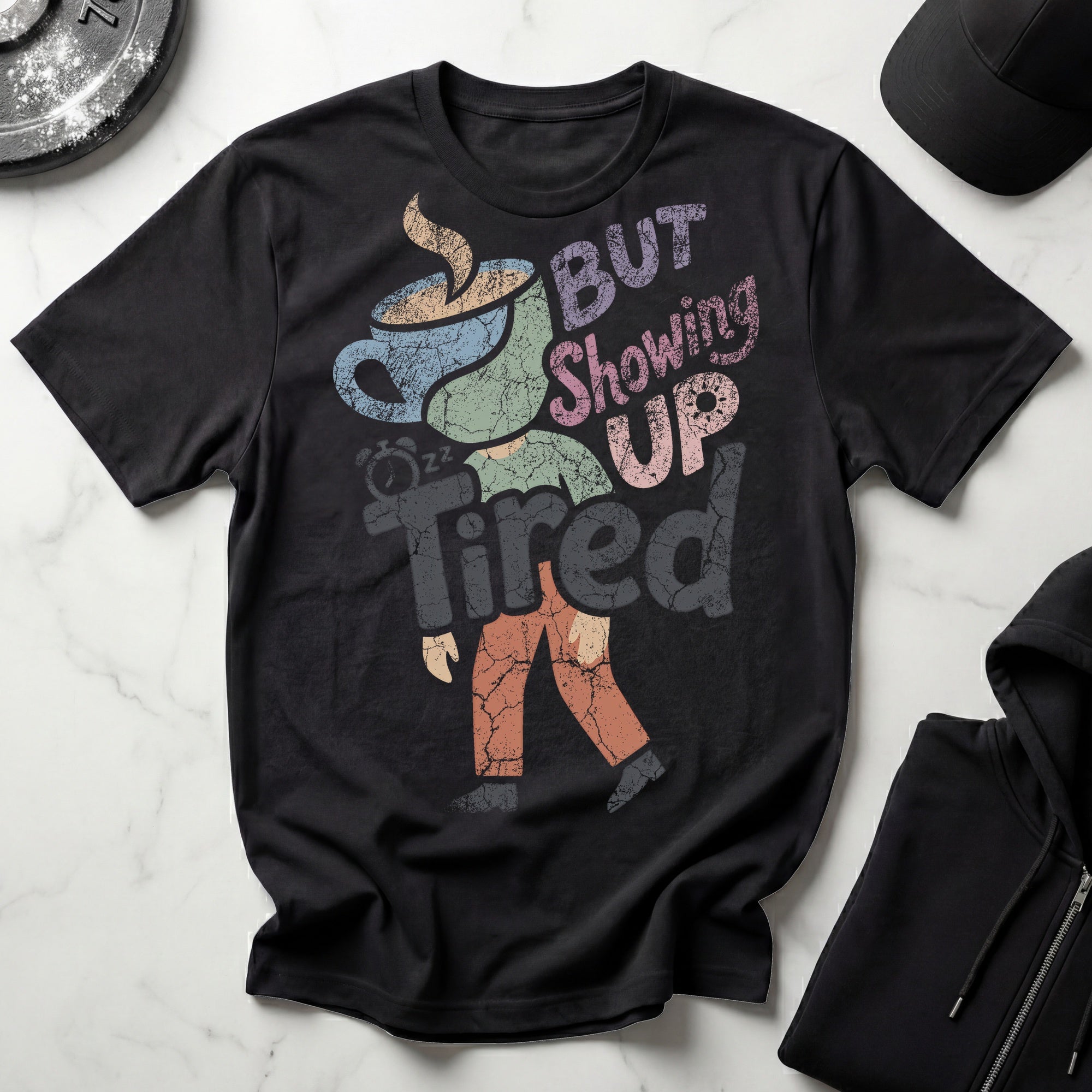 Tired But Showing Up Retro Gym T-Shirt