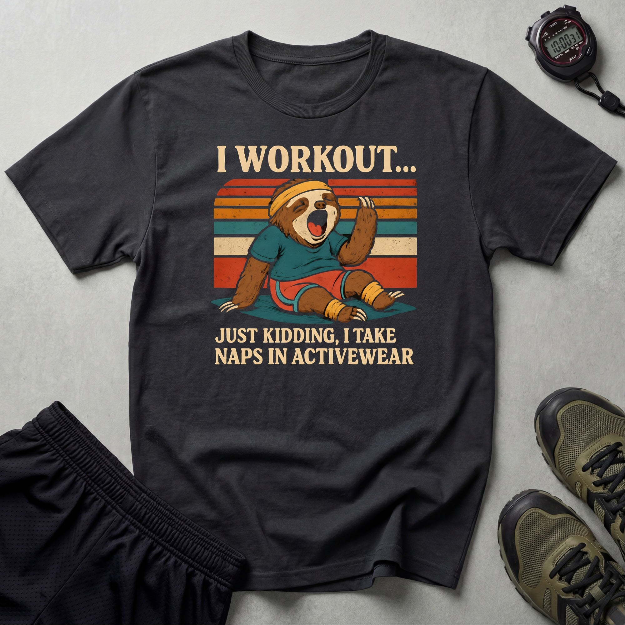 Napping Bear in Activewear T-Shirt