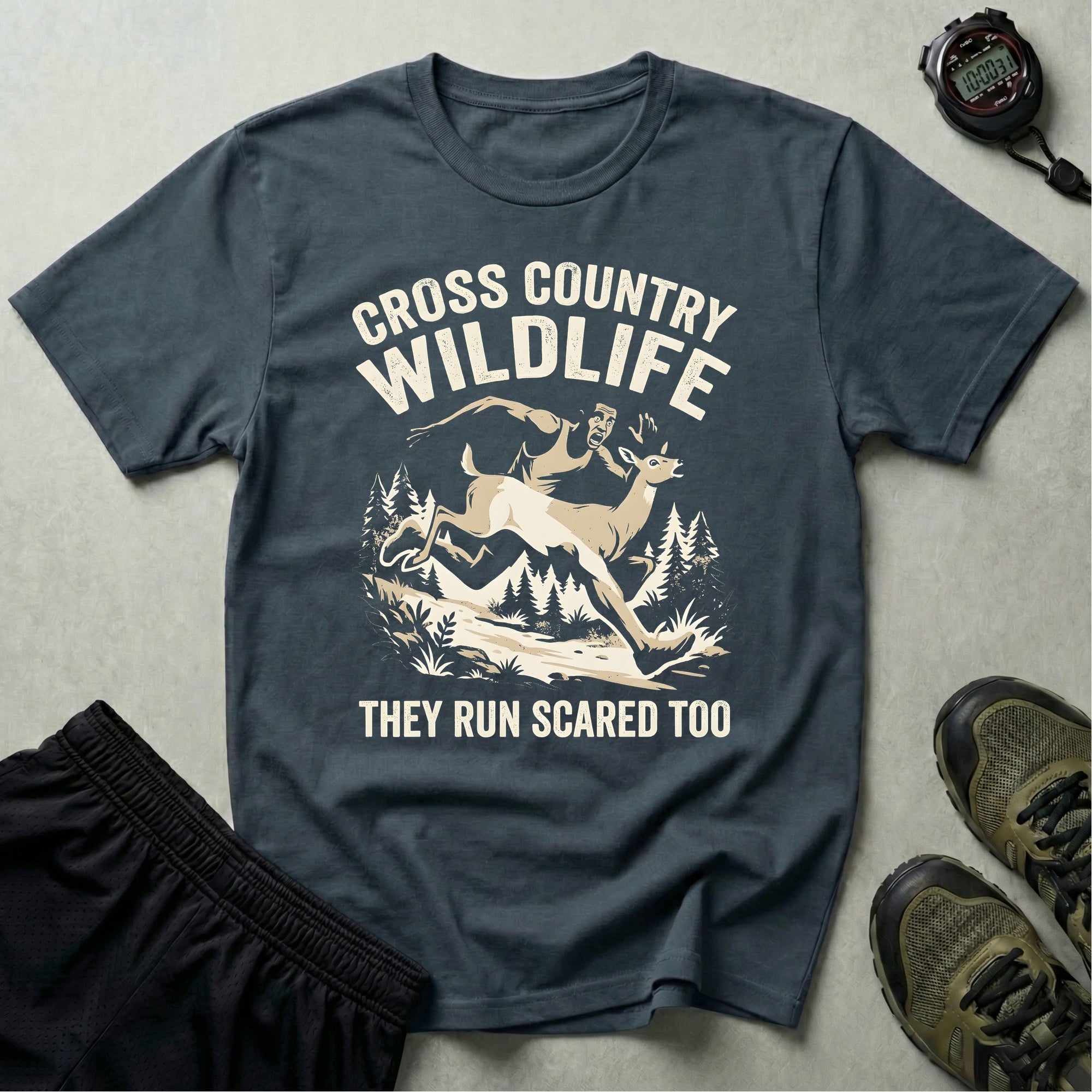 Cross Country Wildlife Run Scared Too Dark T-Shirt