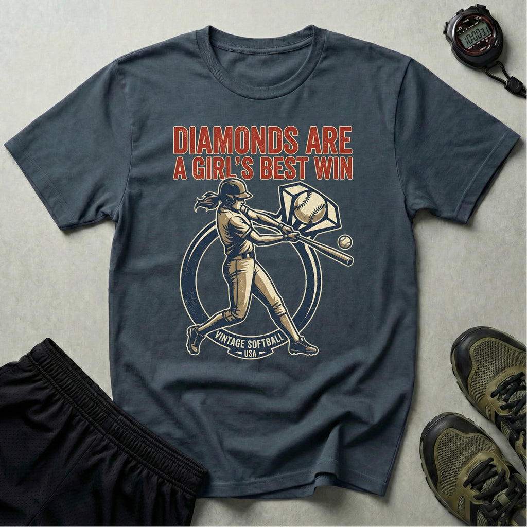 Softball USA Diamonds Are A Girls Best Win Gym T-Shirt