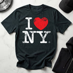 I Love NY Grunge White Designer Gymwear T-Shirt