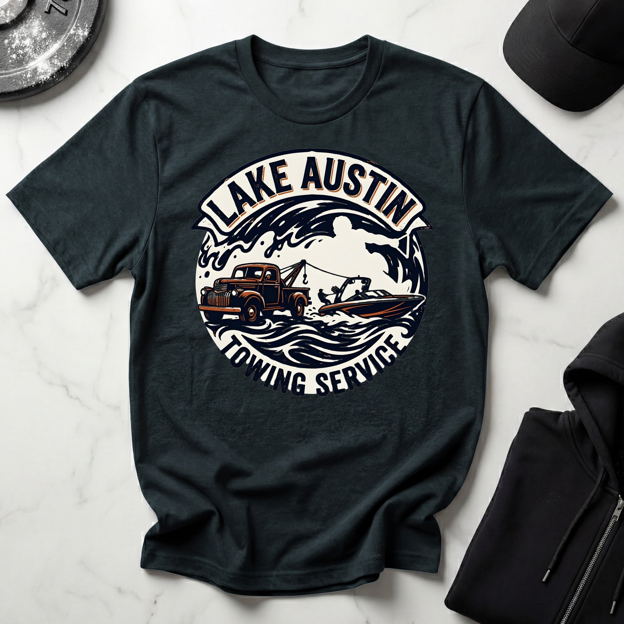 Lake Austin Towing Wakeboard Designer Gym T-Shirt