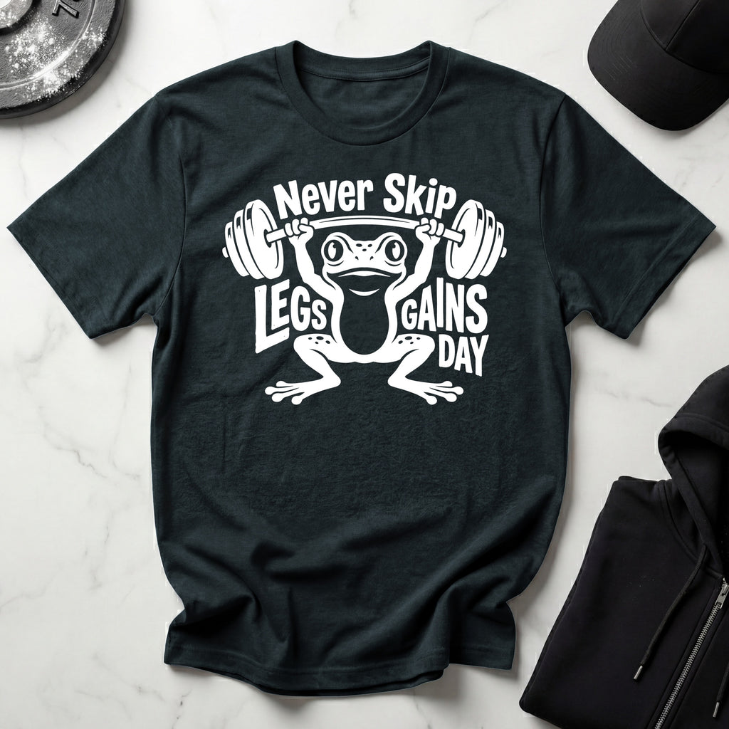 Never Skip Leg Day white Gym T-Shirt