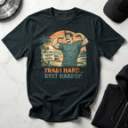Retro Venice Beach Train Hard Rest Hard Gym T-Shirt