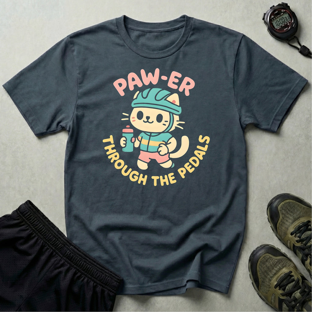 Cycling Cat Illustration T-Shirt