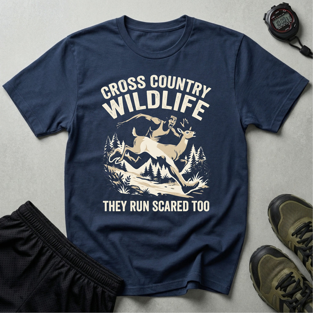Cross Country Wildlife Run Scared Too Dark T-Shirt