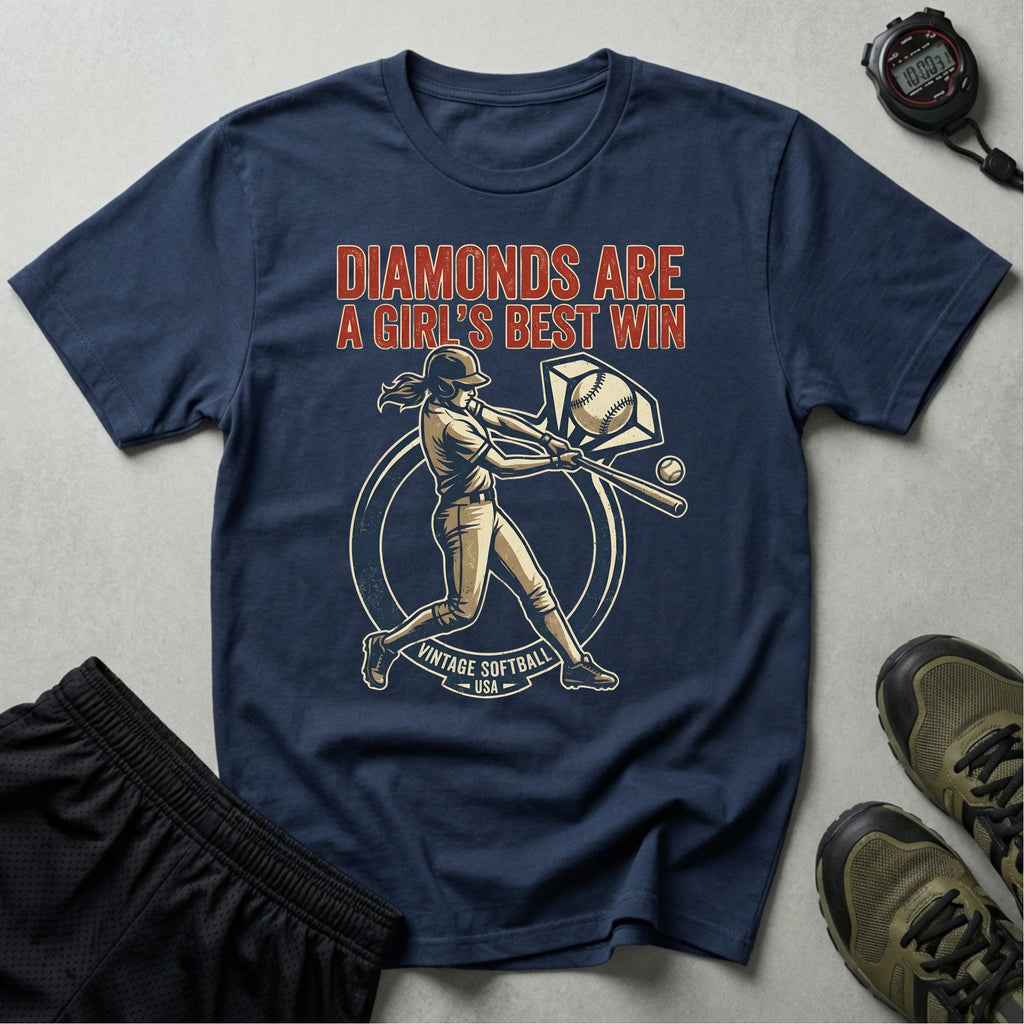 Softball USA Diamonds Are A Girls Best Win Gym T-Shirt