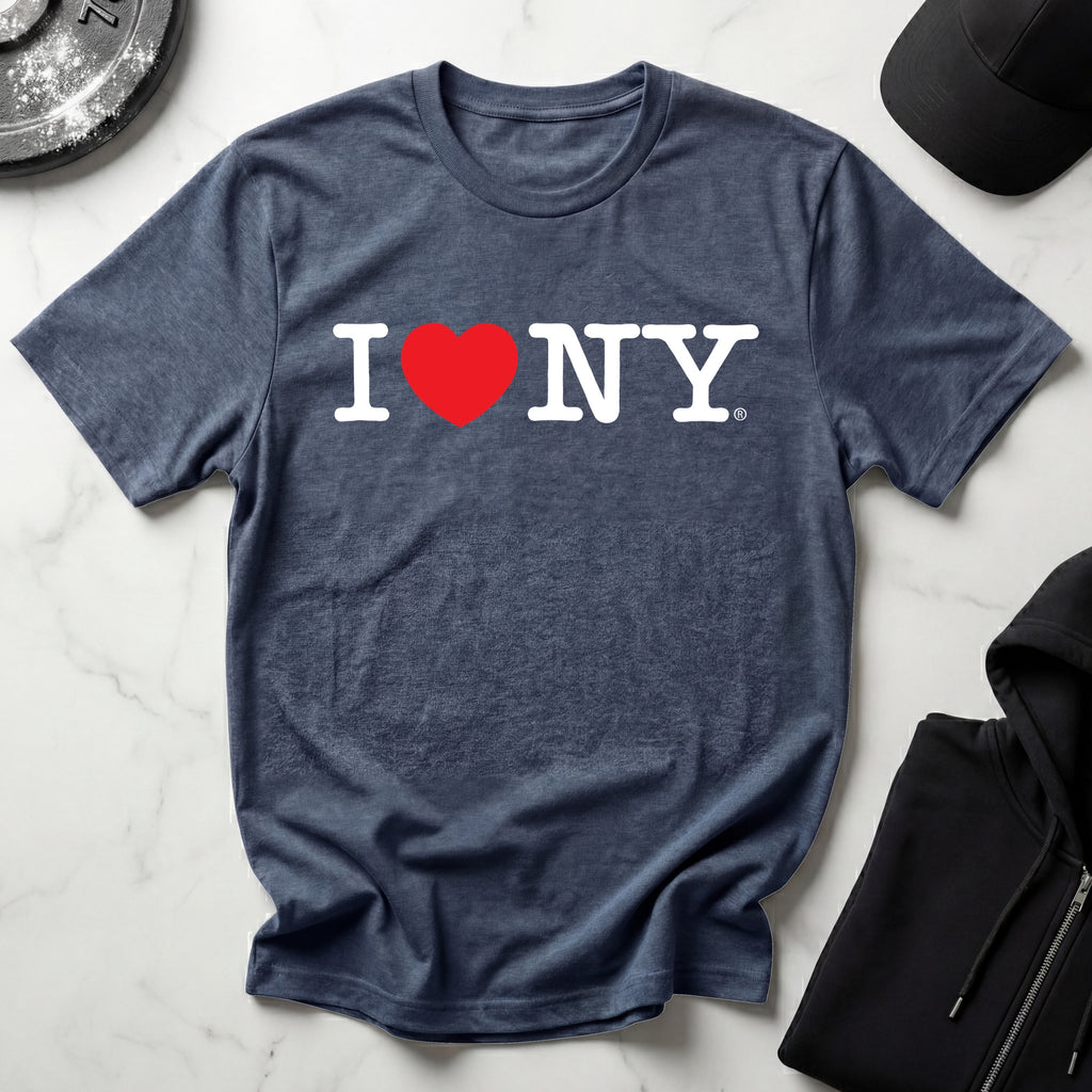 I Love NY Gym Linear Classic White Designer Gymwear T-Shirt