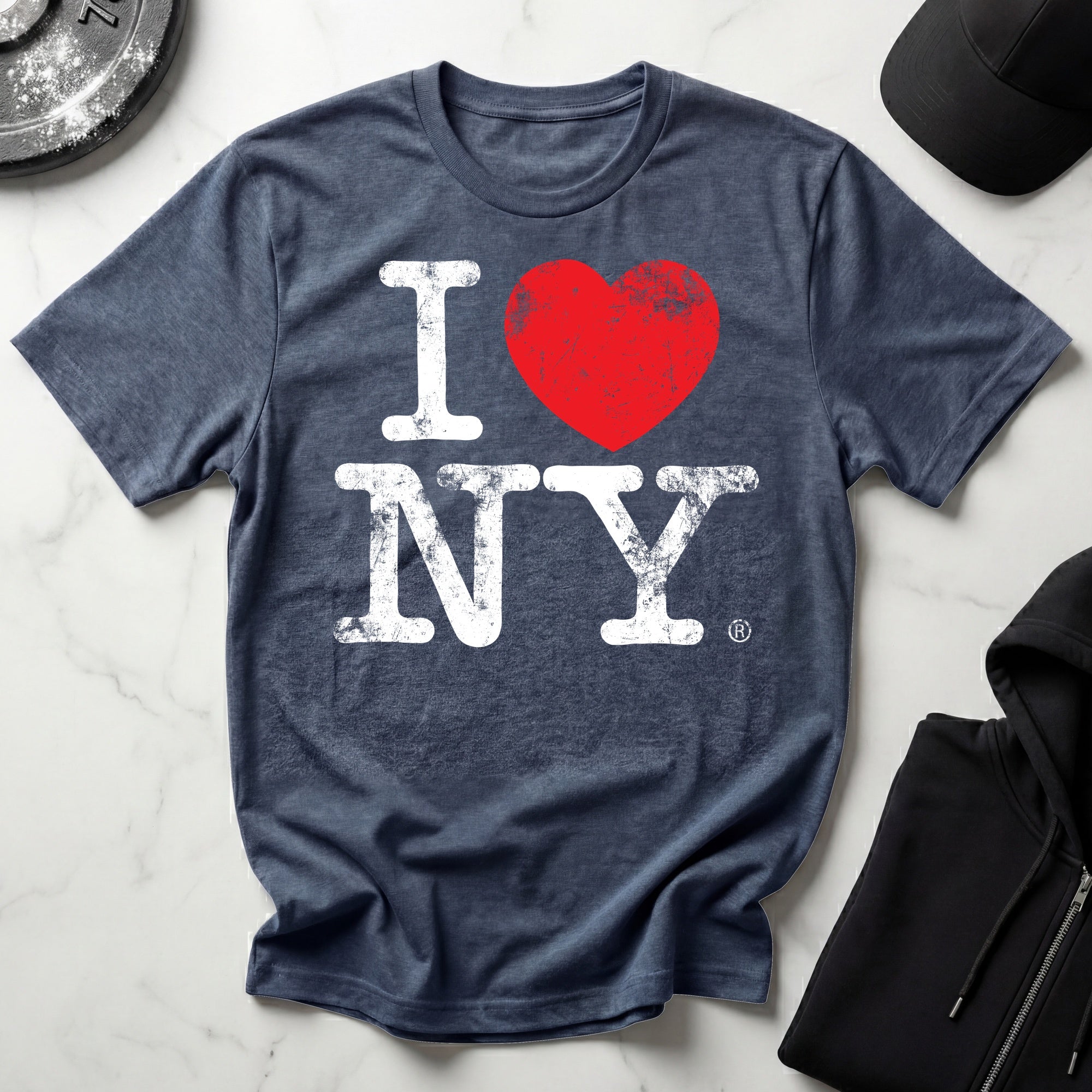 I Love NY Grunge White Designer Gymwear T-Shirt