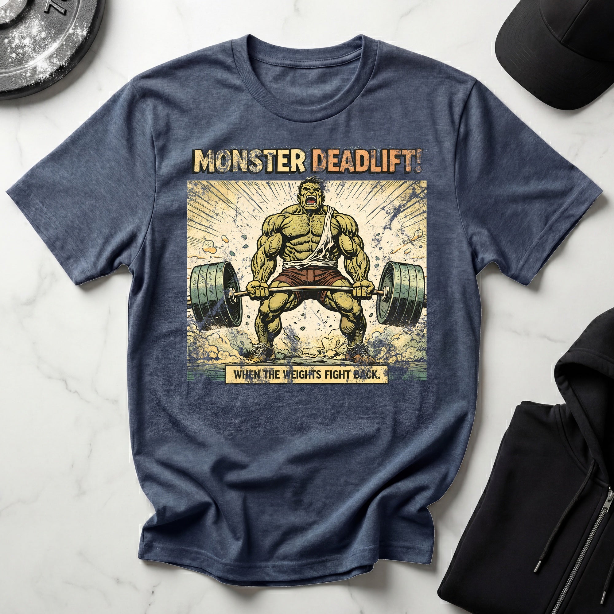 Retro Comic Monster Deadlift Gymwear T-Shirt