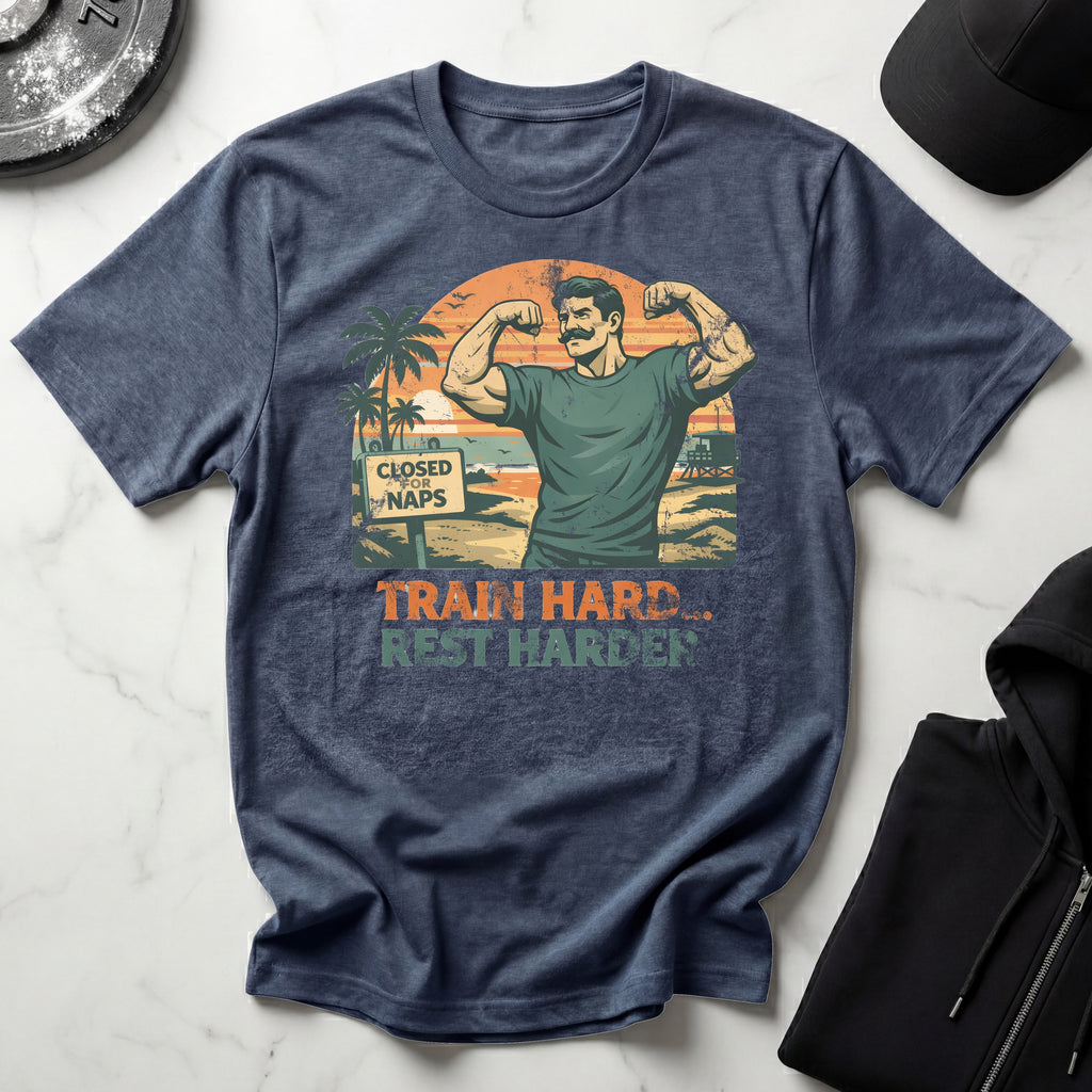 Retro Venice Beach Train Hard Rest Hard Gym T-Shirt