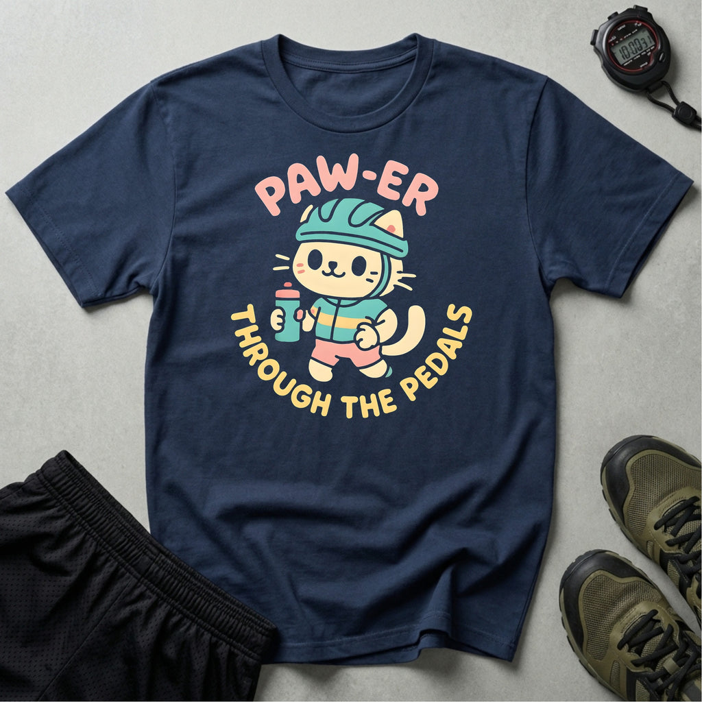 Cycling Cat Illustration T-Shirt