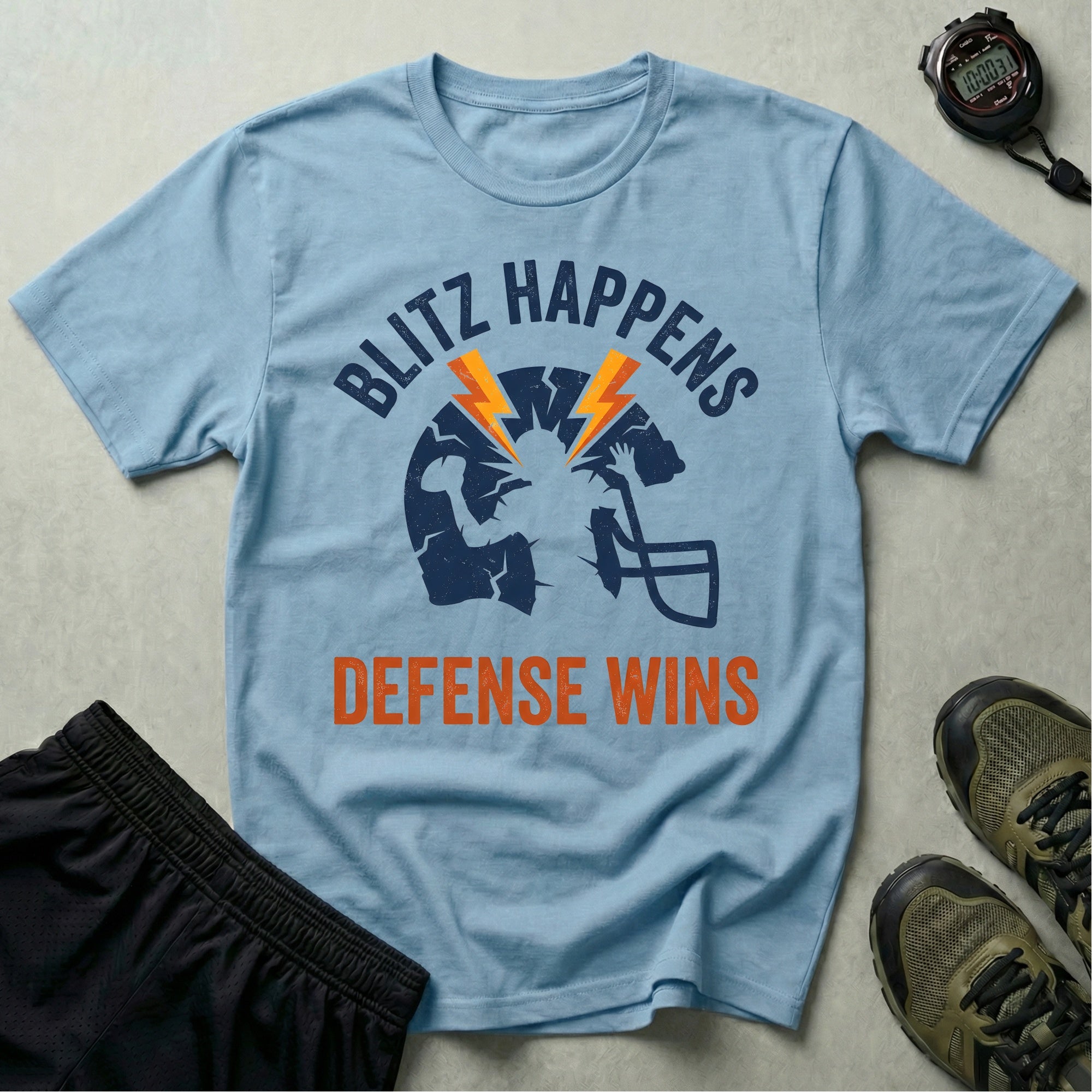 Gridiron USA Blitz Happens Defence Wins Gym T-Shirt
