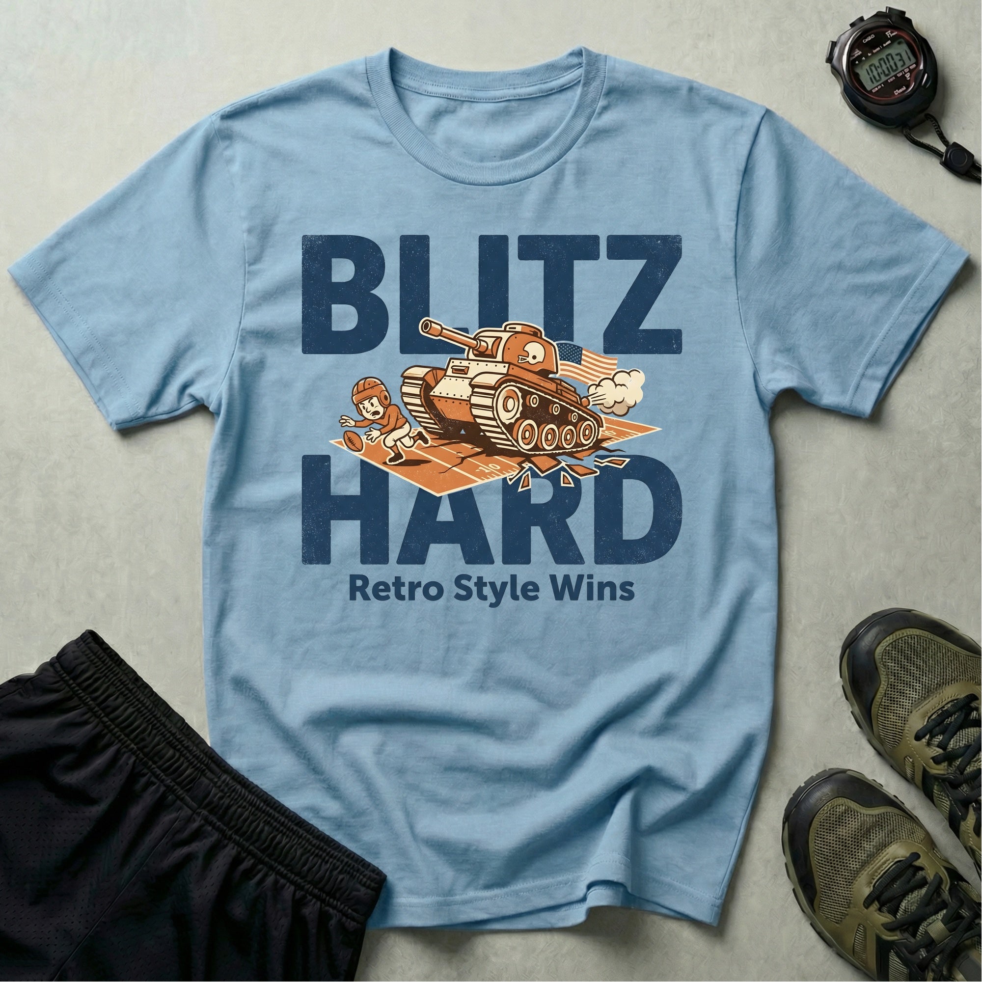 Gridiron USA Blitz Hard Retro Gym T-Shirt