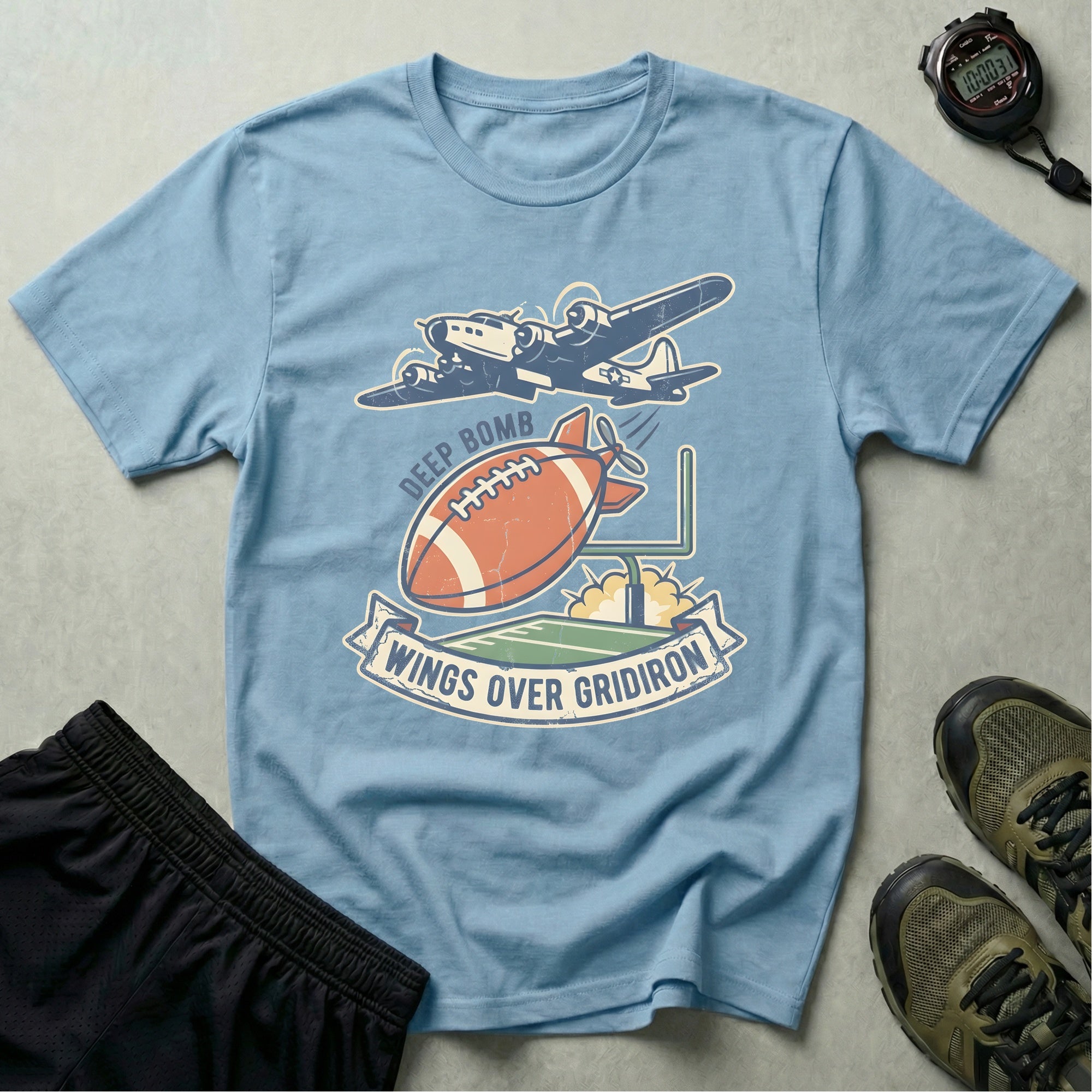 Gridiron Deep Bomb Retro Vintage Gym T-Shirt